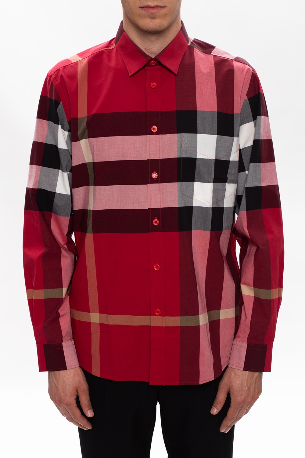 Burberry red dress shirt best sale